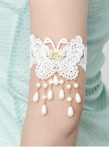 Baroque Bride Bridesmaid Wedding Dress White Butterfly Pearl Lace Exaggerated Gorgeous Female Armband