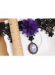 Retro Gothic Pop Purple Flower Black Lace Pendant Choker