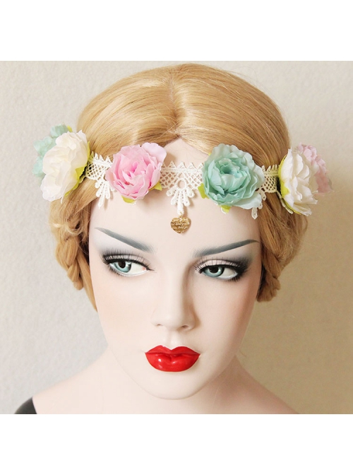 Bride Casual Fashion Love White Lace Wreath Wedding Dress Wedding Christmas Hair Band