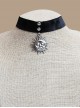 Exaggerated Fashion Retro Gothic Silver Sun Black Velvet Female Choker