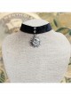 Exaggerated Fashion Retro Gothic Silver Sun Black Velvet Female Choker