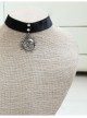 Exaggerated Fashion Retro Gothic Silver Sun Black Velvet Female Choker