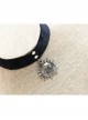 Exaggerated Fashion Retro Gothic Silver Sun Black Velvet Female Choker