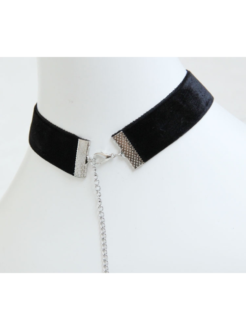 Exaggerated Fashion Retro Gothic Silver Sun Black Velvet Female Choker