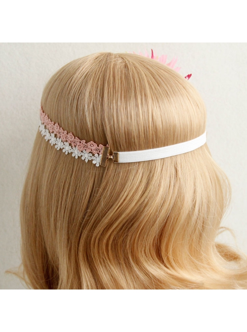 Fashion Casual Christmas Bridesmaid Wreath Sweet Handmade Married White Lace Headband
