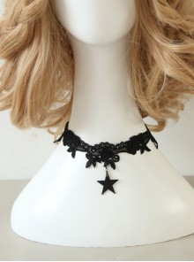 Star Hip Hop Female Fashion Retro Gothic Black Lace Short Necklace Birthday Gift