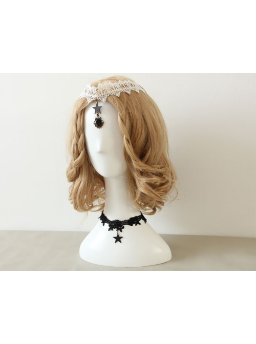 Star Hip Hop Female Fashion Retro Gothic Black Lace Short Necklace Birthday Gift