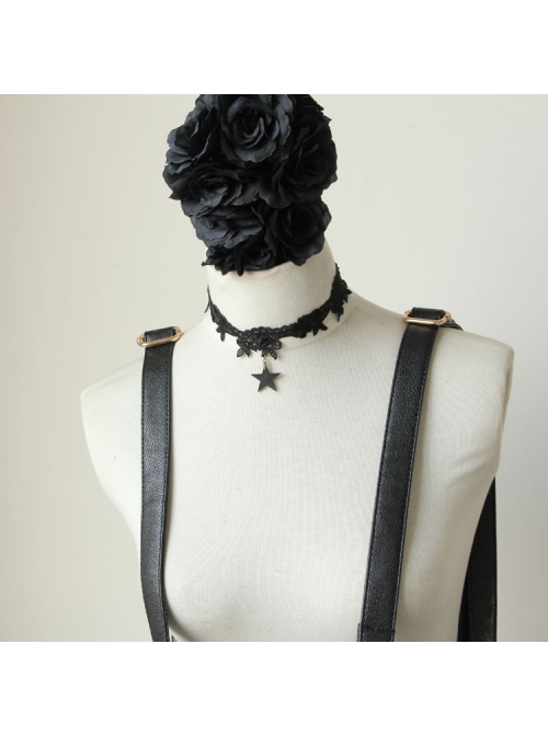 Star Hip Hop Female Fashion Retro Gothic Black Lace Short Necklace Birthday Gift