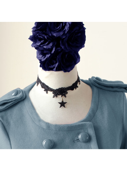 Star Hip Hop Female Fashion Retro Gothic Black Lace Short Necklace Birthday Gift