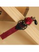 Gothic Retro Black Lace Red Rose Pearl Handmade Personality Hairpin
