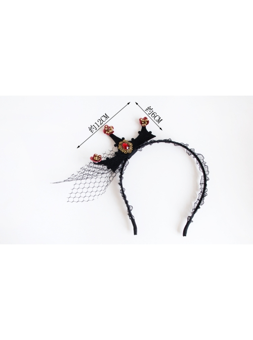 Baroque Retro Black Lace Mesh Crown Christmas Prom Halloween Headband