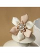 Fashion Exquisite Decoration White Pearl Pink Ribbon Flower Brooch