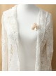Fashion Exquisite Decoration White Pearl Pink Ribbon Flower Brooch