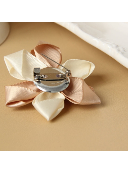 Fashion Exquisite Decoration White Pearl Pink Ribbon Flower Brooch