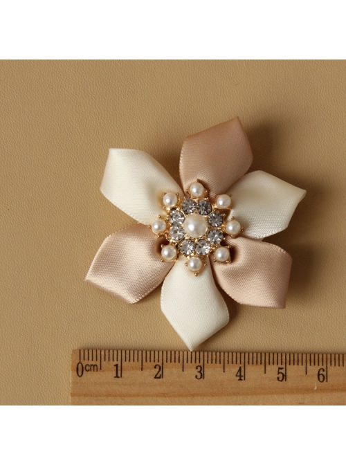 Fashion Exquisite Decoration White Pearl Pink Ribbon Flower Brooch