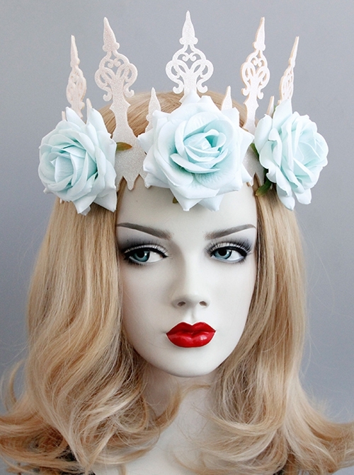 Fashion Adult Dinner Party Party Crown Queen Christmas Blue Flowers Headband