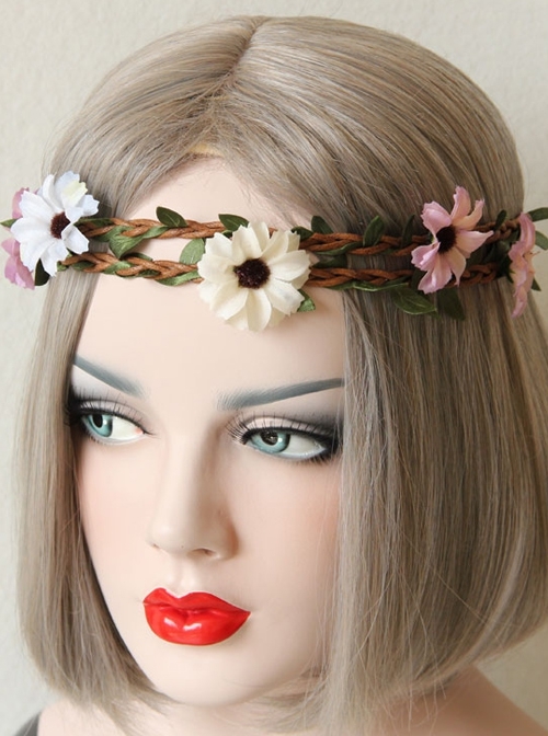 Casual Fashion Christmas Bride Wreath Flowers Rattan Married Handmade Holiday Hairband