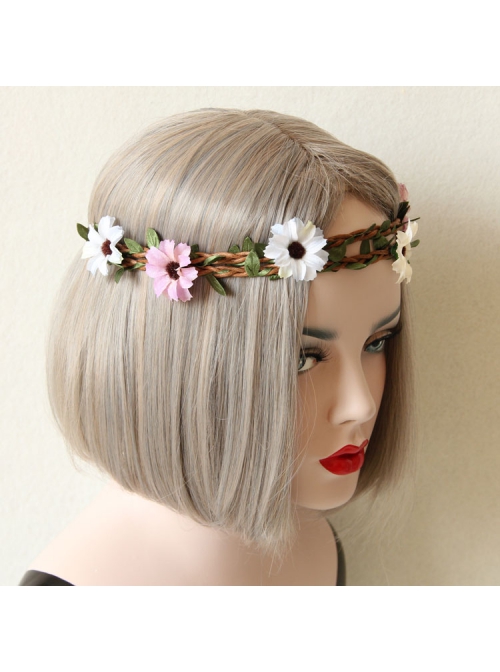 Casual Fashion Christmas Bride Wreath Flowers Rattan Married Handmade Holiday Hairband