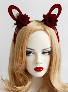 Red Festive Bunny Ears Christmas New Year Prom Female Performance Hair Band