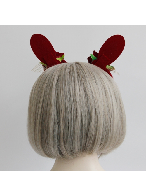 Red Festive Bunny Ears Christmas New Year Prom Female Performance Hair Band