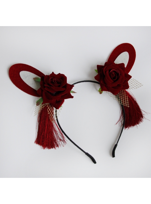 Red Festive Bunny Ears Christmas New Year Prom Female Performance Hair Band