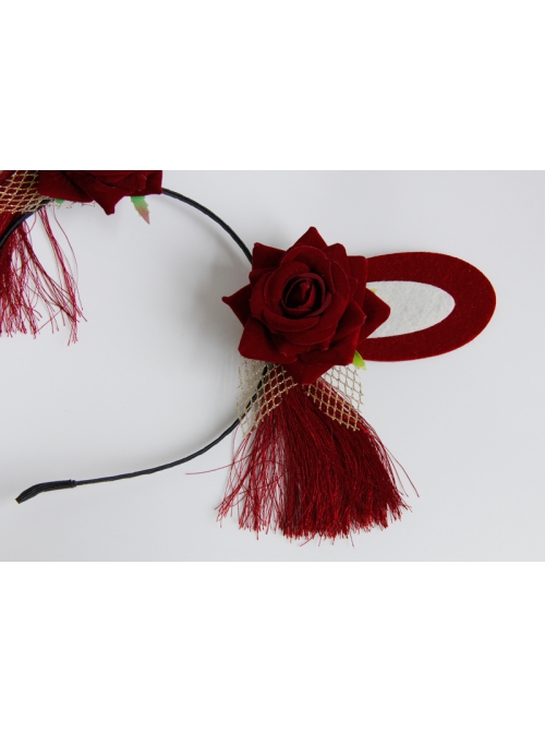 Red Festive Bunny Ears Christmas New Year Prom Female Performance Hair Band