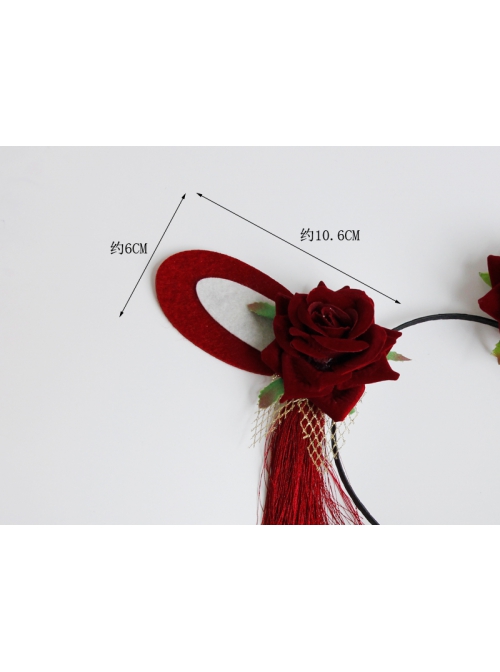 Red Festive Bunny Ears Christmas New Year Prom Female Performance Hair Band