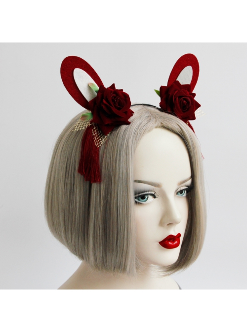 Red Festive Bunny Ears Christmas New Year Prom Female Performance Hair Band