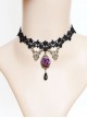 Black Lace Pearl Purple Rose Retro Gothic Halloween Prom Choker