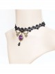 Black Lace Pearl Purple Rose Retro Gothic Halloween Prom Choker