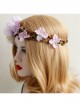 Christmas Holiday Fashion Retro Rattan Purple Flowers Garland Headband