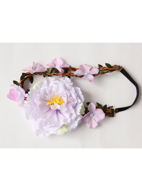 Christmas Holiday Fashion Retro Rattan Purple Flowers Garland Headband