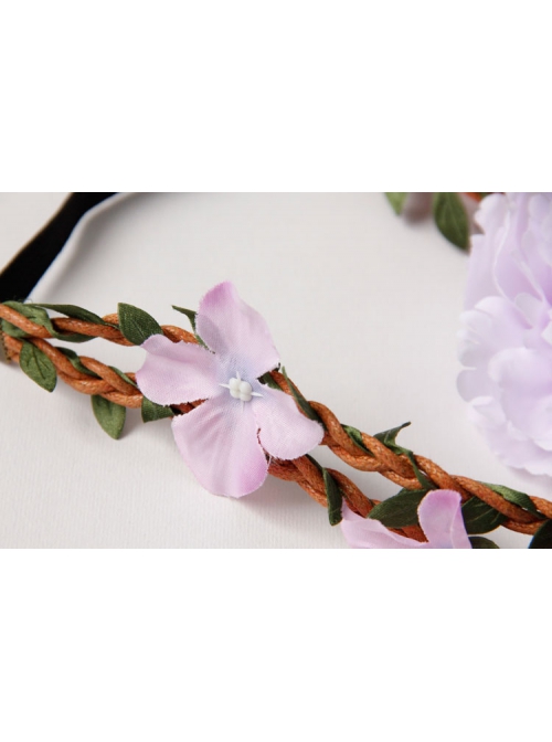 Christmas Holiday Fashion Retro Rattan Purple Flowers Garland Headband