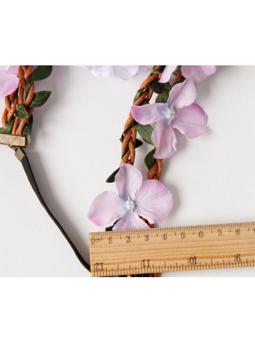 Christmas Holiday Fashion Retro Rattan Purple Flowers Garland Headband