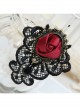 Gothic Retro Black Lace Red Rose Flower Handmade Fashion Female Brooch