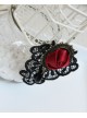 Gothic Retro Black Lace Red Rose Flower Handmade Fashion Female Brooch