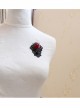 Gothic Retro Black Lace Red Rose Flower Handmade Fashion Female Brooch