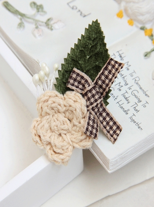 Leisure Wool Flower Leaf Bow Retro Handmade Fashion Female Brooch Buckle