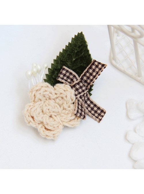 Leisure Wool Flower Leaf Bow Retro Handmade Fashion Female Brooch Buckle