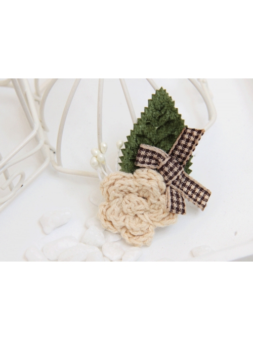 Leisure Wool Flower Leaf Bow Retro Handmade Fashion Female Brooch Buckle