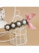 Baroque Fashion Handmade Classical Lady White Pearl Pink Bow Hairpin