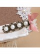 Baroque Fashion Handmade Classical Lady White Pearl Pink Bow Hairpin