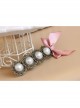 Baroque Fashion Handmade Classical Lady White Pearl Pink Bow Hairpin
