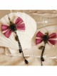 Fashion Exaggerated Tassel Handmade Black Pearl Love Pink Bow Long Earrings