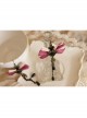 Fashion Exaggerated Tassel Handmade Black Pearl Love Pink Bow Long Earrings