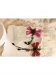Fashion Exaggerated Tassel Handmade Black Pearl Love Pink Bow Long Earrings