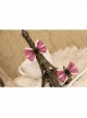 Fashion Exaggerated Tassel Handmade Black Pearl Love Pink Bow Long Earrings