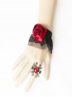 Gothic Vintage Black Lace Red Rose Bracelet Band Ring Wristband