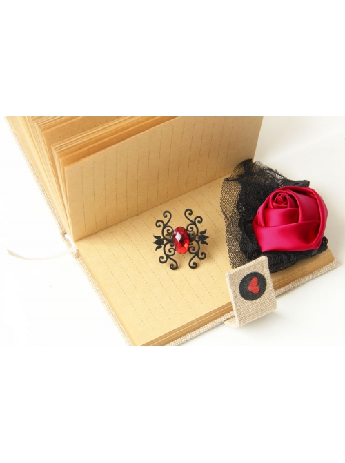 Gothic Vintage Black Lace Red Rose Bracelet Band Ring Wristband