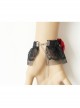 Gothic Vintage Black Lace Red Rose Bracelet Band Ring Wristband
